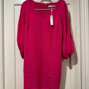 Trina Turk Pink Sheath Dress with Bishop Sleeves